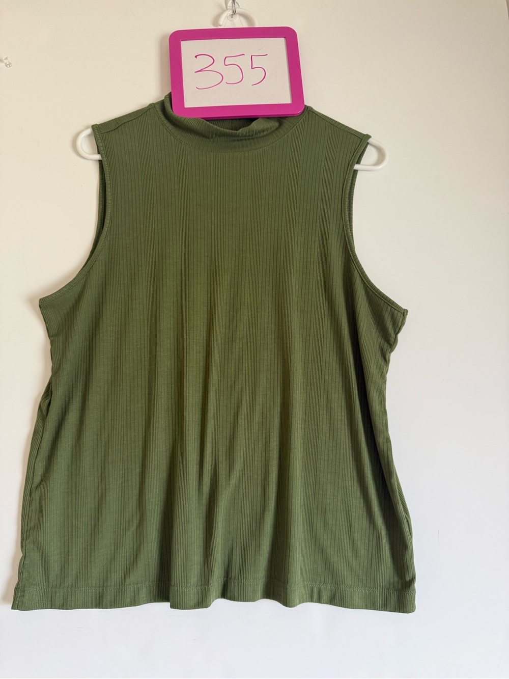 Time and Tru Olive Green Ribbed Mock Neck Tank